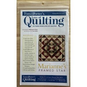 Fons‎ & Porter's Love of Quilting Pattern Marianne's/Liz's Framed Star 34" X 34"